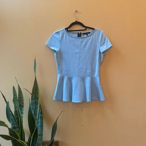 S Green Envelope light blue peplum top